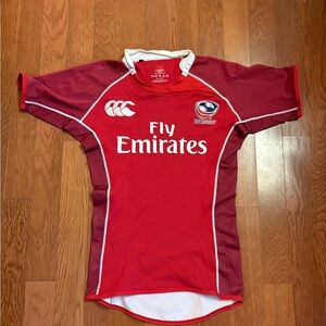 Canterbury USA Rugby home jersey in red. Size medium